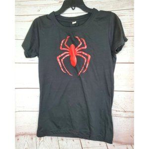Decrum Red Spiderman Logo Women Black Small T Shirt